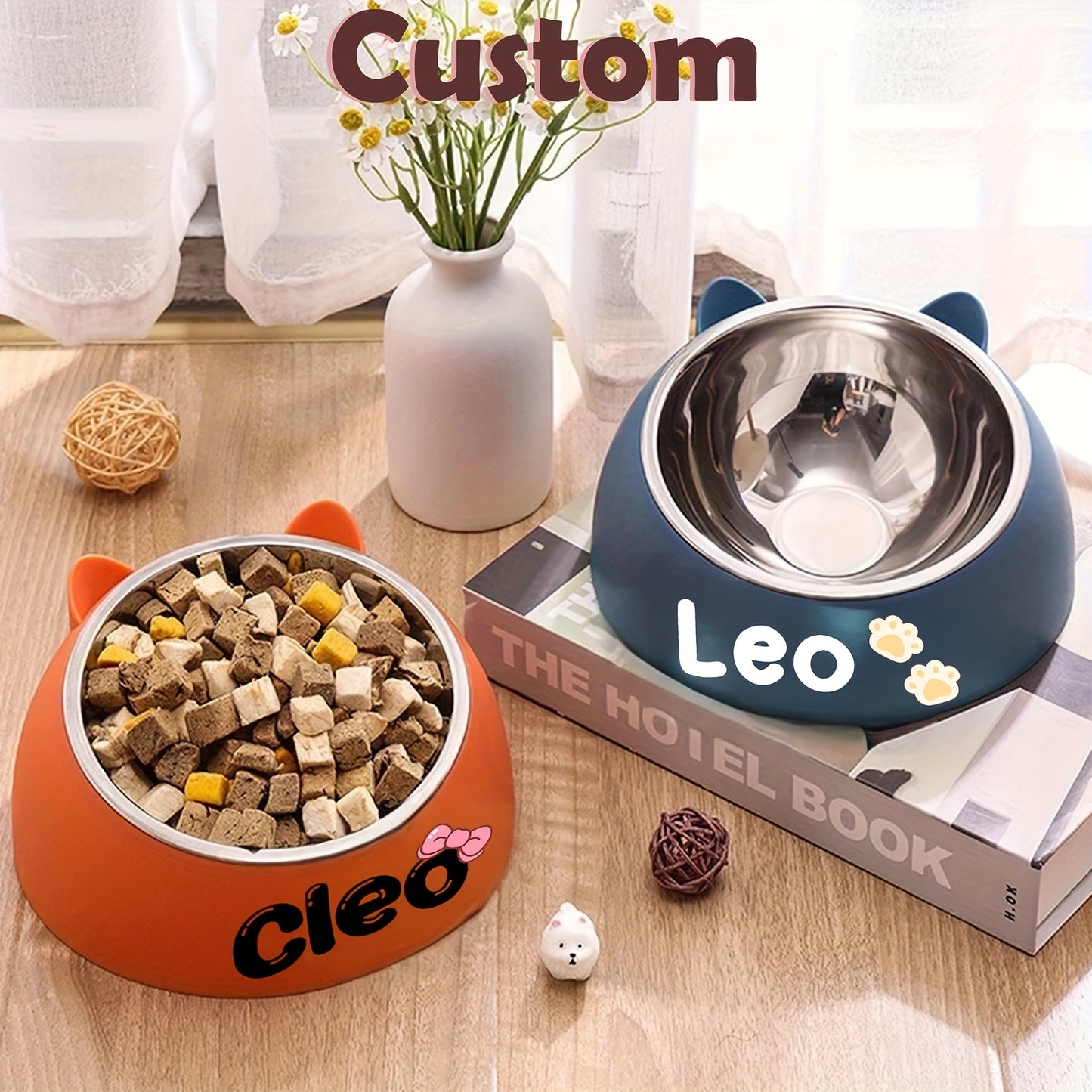 Customizable Stainless Steel Cat Bowl With Personalized Name