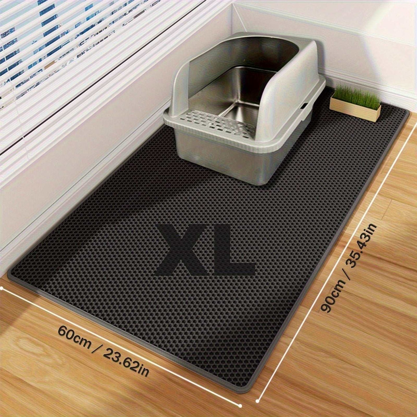 Extra-large Double-layer Litter Mat, Made of Splash-proof and Leak-proof EVA Material to Prevent Litter Scatter. Features Non-slip, Washable,, and Odor-resistant Properties for Easy Cleaning. Ideal for Litter Boxes, the Ultim
