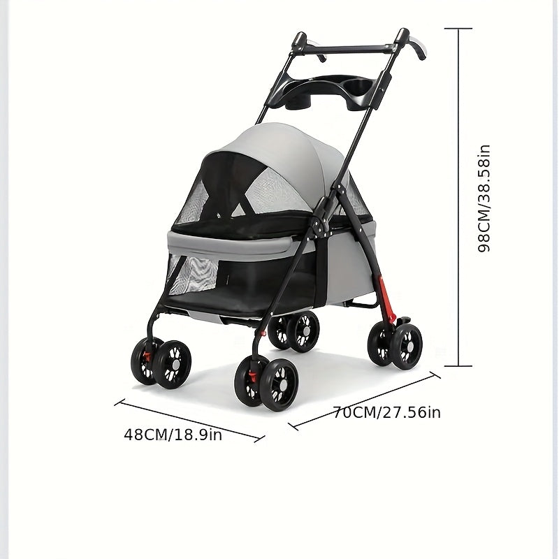 Lightweight Foldable Pet Stroller for Cats and Small Dogs