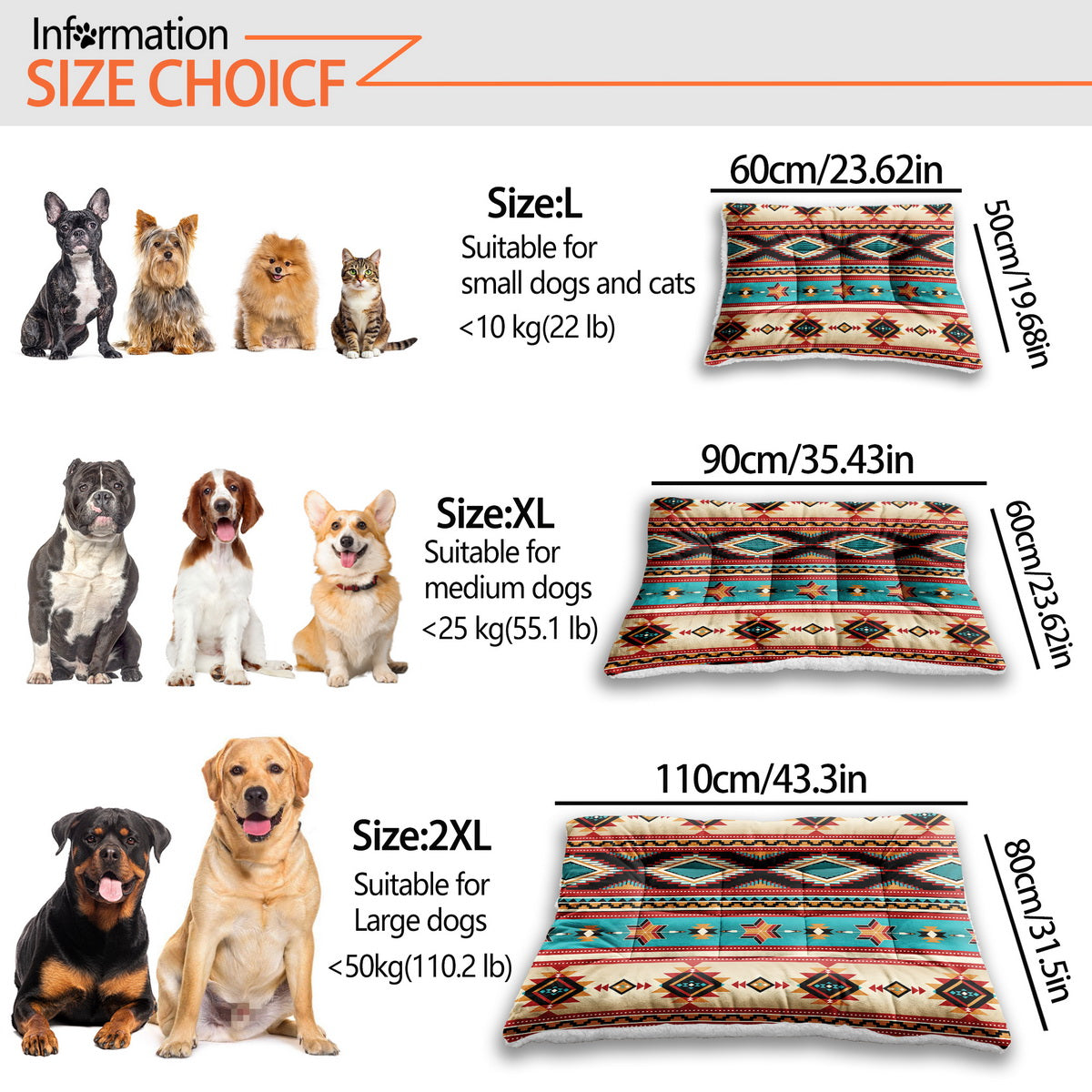 Soft Flannel Dog Sofa Bed And Aztec Geometric Kennel Pad