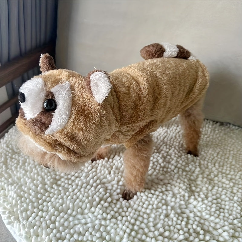 Plush Hooded Pet Costume Snap Button For Cats And Dogs