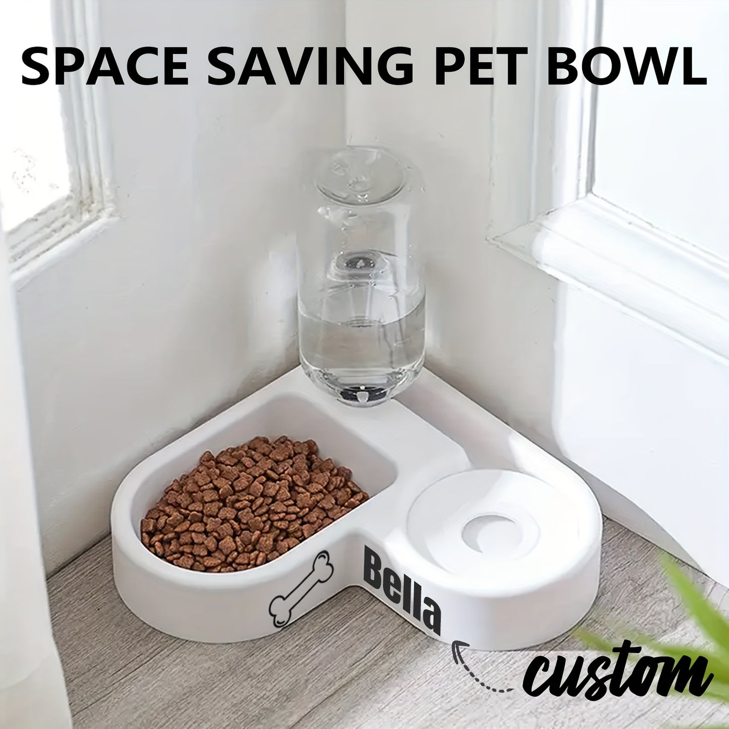 Customizable Pet Double Bowl With Automatic Water Dispenser