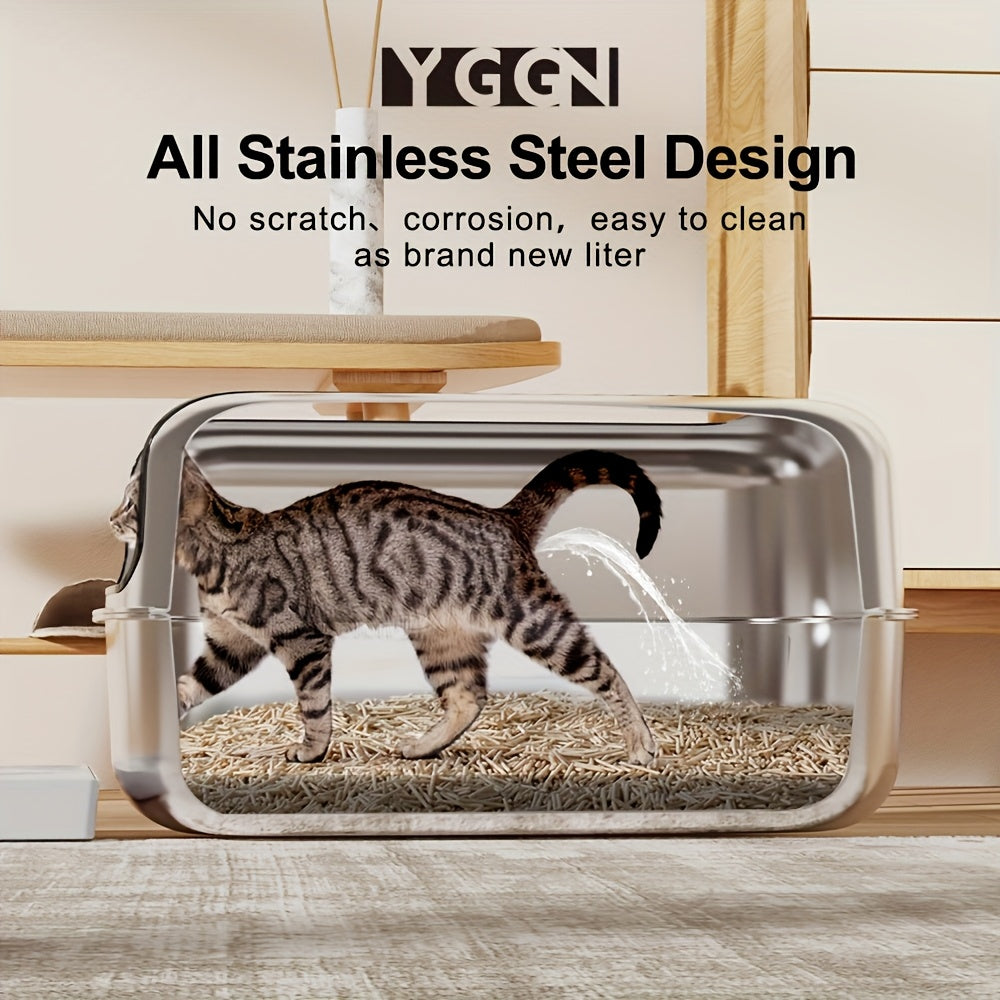 Stainless Steel Cat Litter Box for Easy Cleaning and Durability
