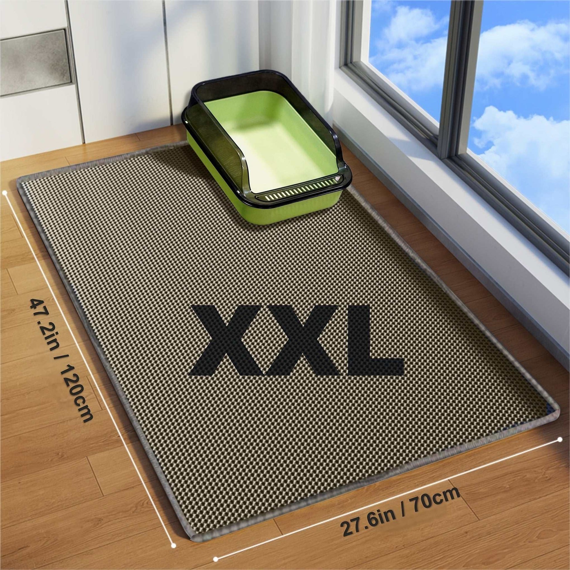 Extra-large Double-layer Litter Mat, Made of Splash-proof and Leak-proof EVA Material to Prevent Litter Scatter. Features Non-slip, Washable,, and Odor-resistant Properties for Easy Cleaning. Ideal for Litter Boxes, the Ultim