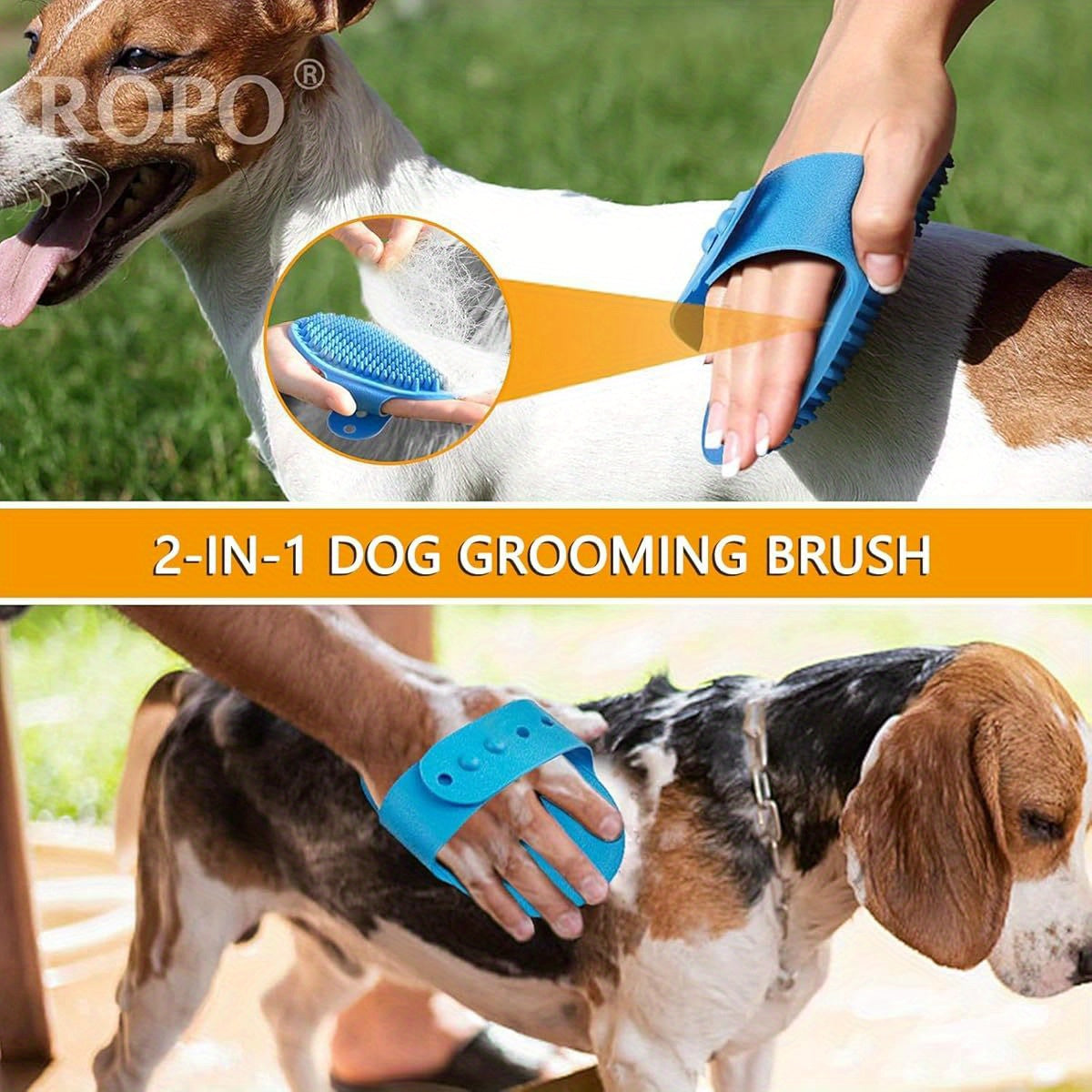 Dog Grooming Brush Set with Adjustable Handle and Soothing Massage