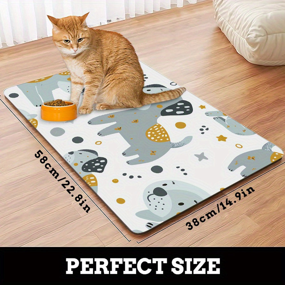 Absorbent Non-Slip Dog Bowl Mat for Easy Feeding Cleanup