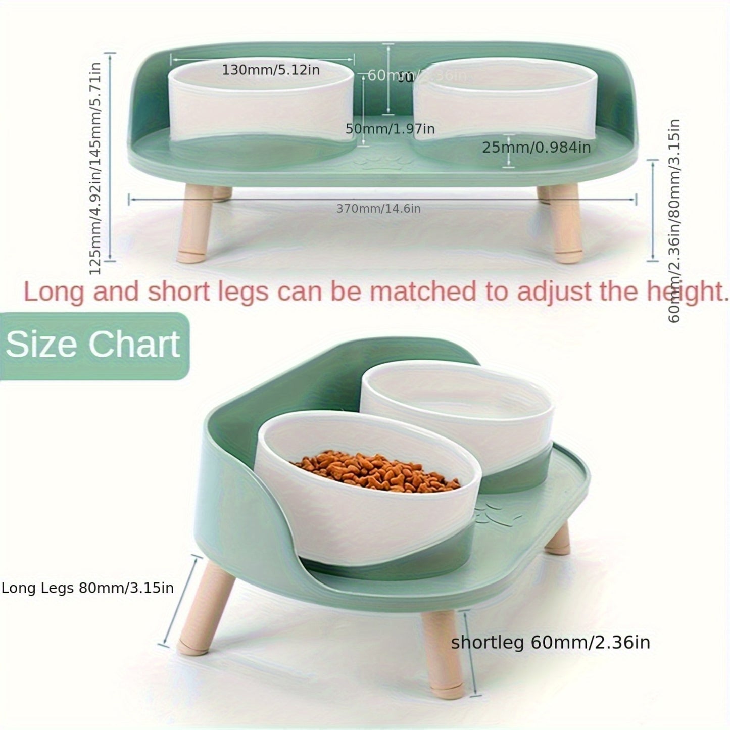 Durable Pet Feeding Station With Double Bowls Non Slip Base