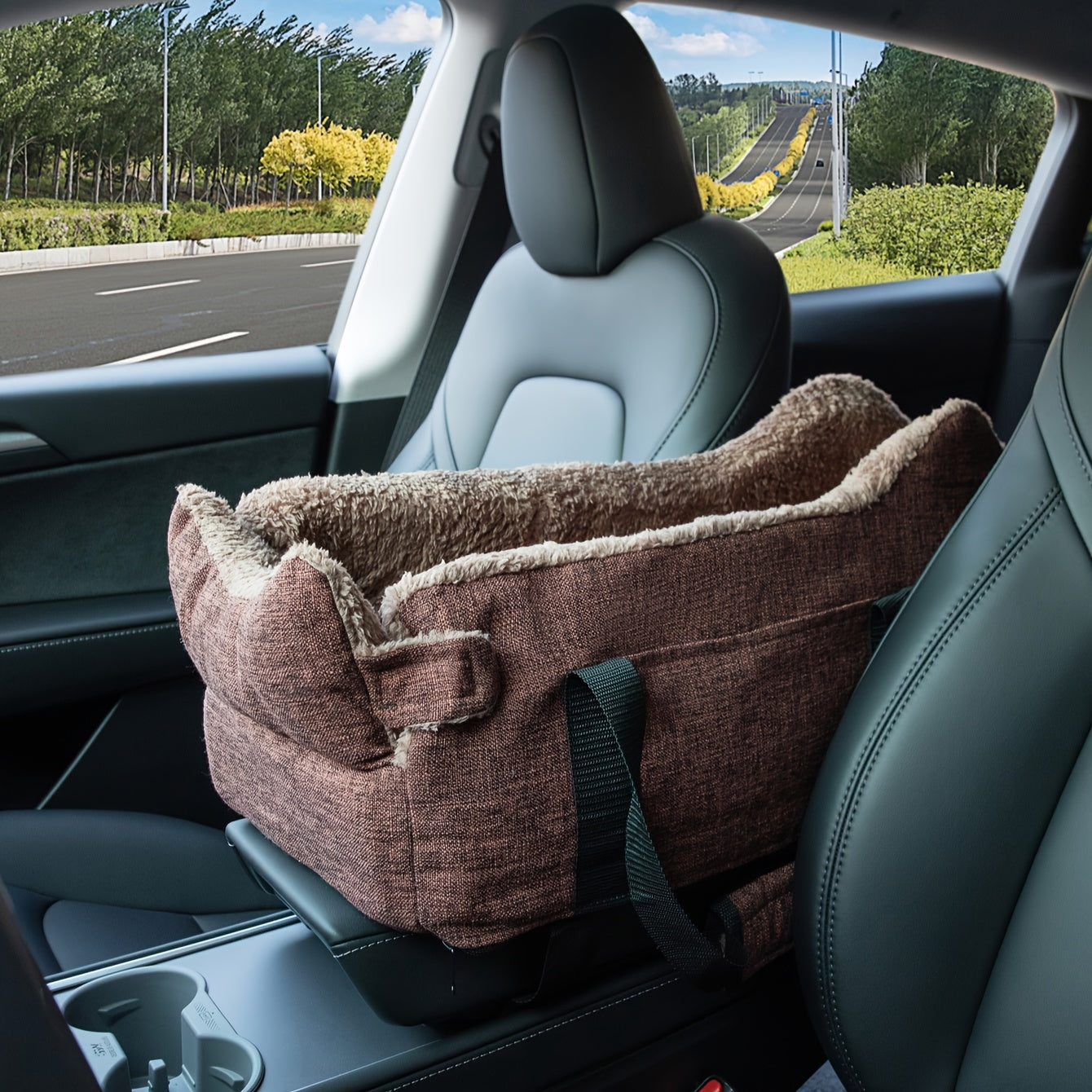 Ultimate Comfort Memory Foam Dog Booster Car Seat Elevated