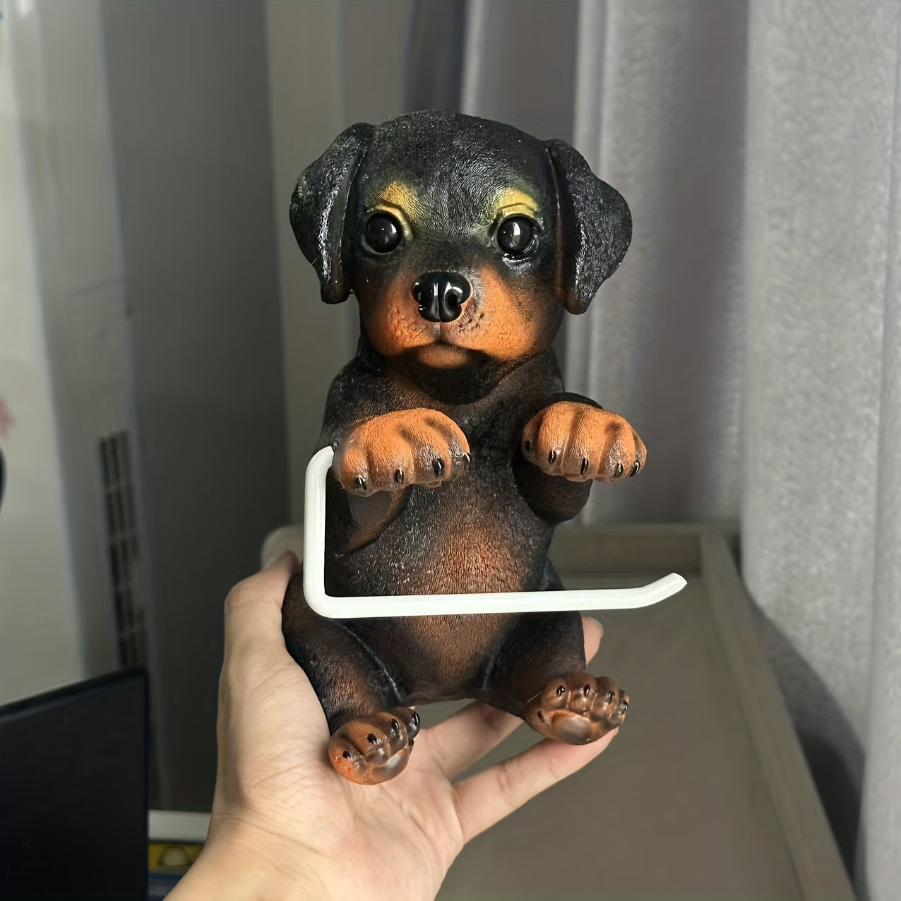 Rustic Cartoon Dog Tissue Holder Resin Home Decor Accent