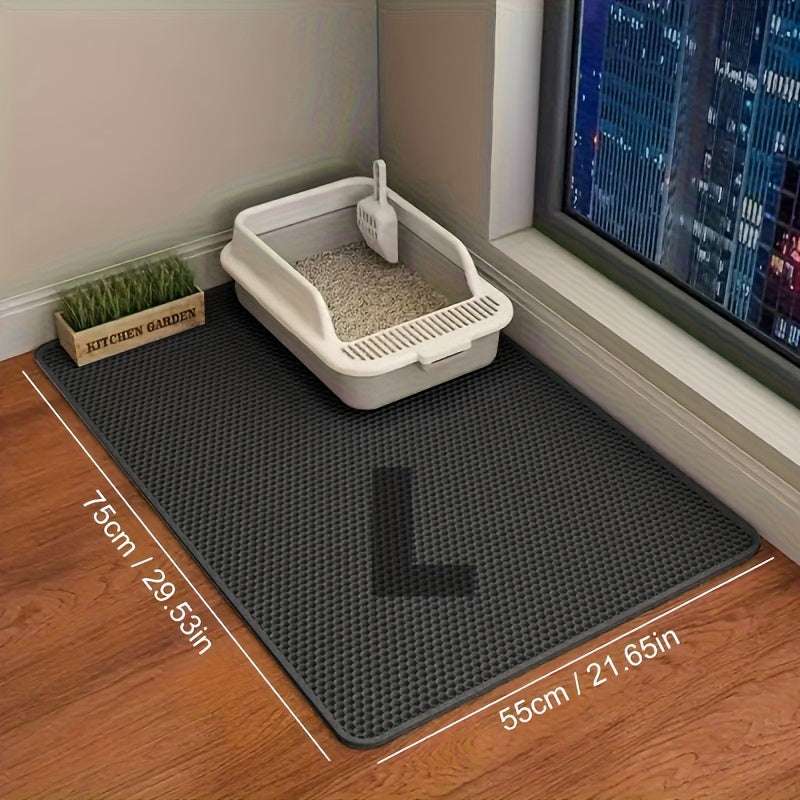 Extra-large Double-layer Litter Mat, Made of Splash-proof and Leak-proof EVA Material to Prevent Litter Scatter. Features Non-slip, Washable,, and Odor-resistant Properties for Easy Cleaning. Ideal for Litter Boxes, the Ultim