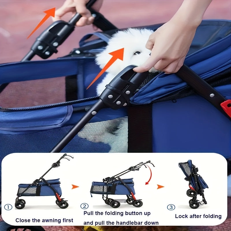 Lightweight Foldable Pet Stroller for Cats and Small Dogs