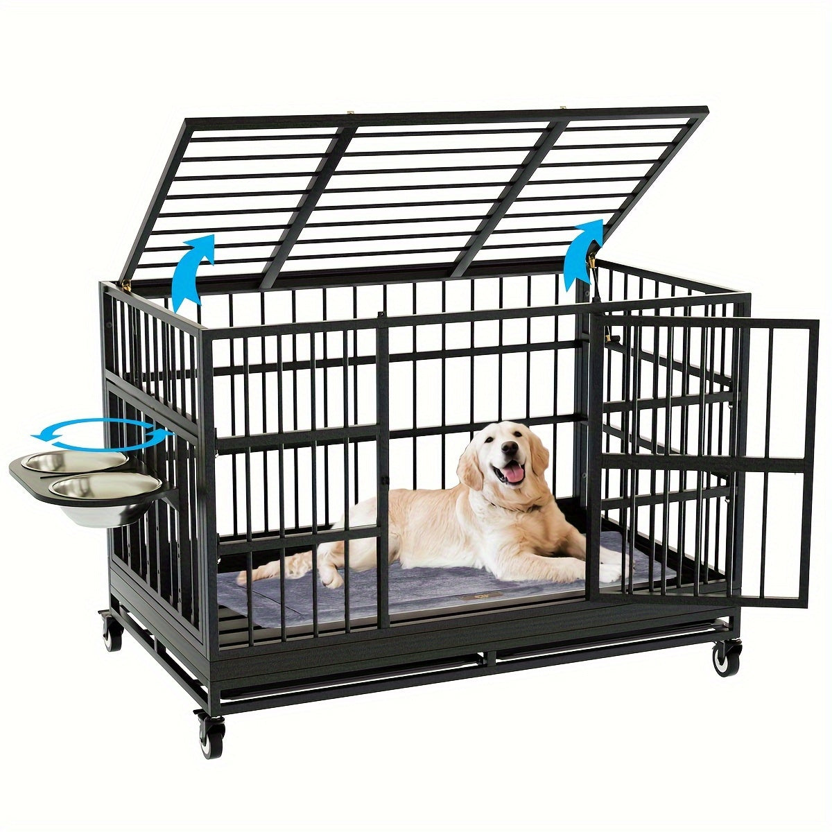 SNUOWUDog Heavy Duty Dog Crate With Wheels