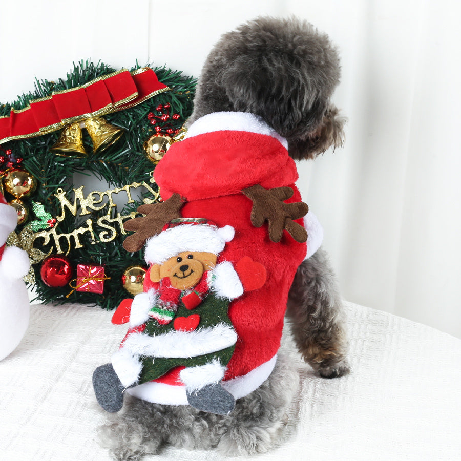 Cozy Flannel Hooded Dog Sweater Jacket All Season For Pets