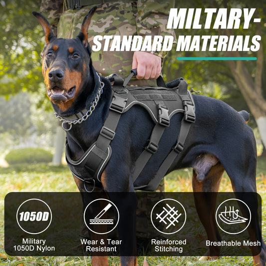 Tactical Dog Harness for Outdoor Training and Night Adventures