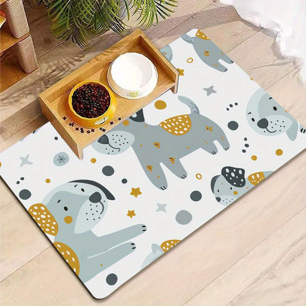 Absorbent Non-Slip Dog Bowl Mat for Easy Feeding Cleanup
