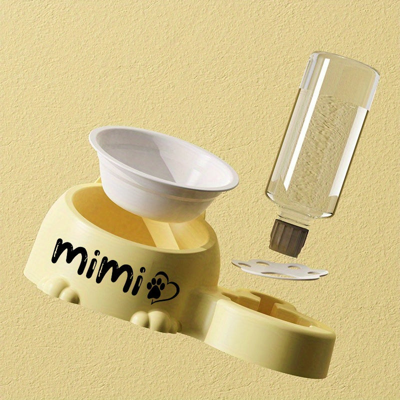 Custom Name Stainless Steel Cat Bowl With Water Dispenser