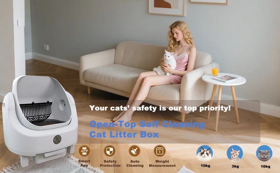 HeyboLux Smart Self-Cleaning Cat Litter Box With App Control