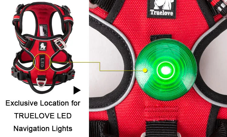 TRUELOVE Reflective Nylon Dog Harness No Pull Adjustable Four Points