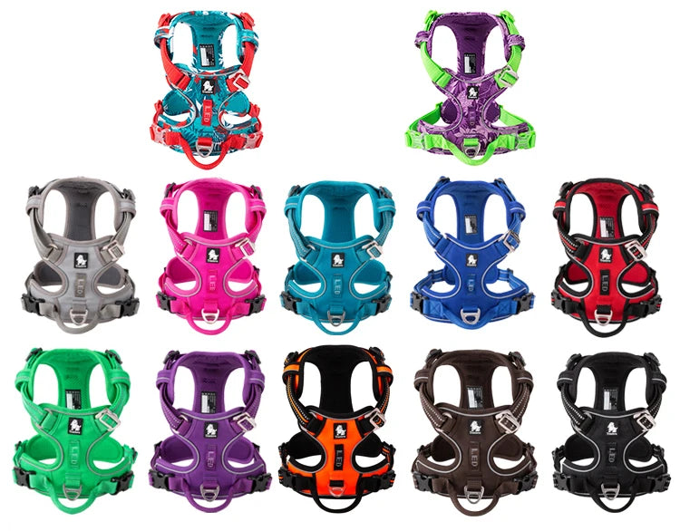 TRUELOVE Reflective Nylon Dog Harness No Pull Adjustable Four Points