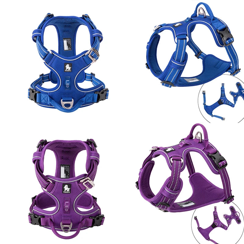 TRUELOVE Reflective Nylon Dog Harness No Pull Adjustable Four Points