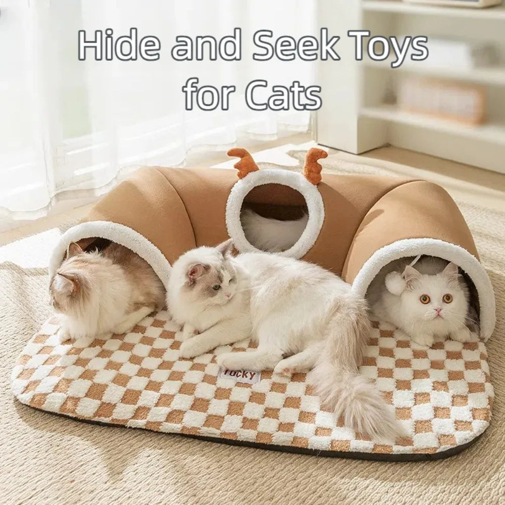 Zhejiang Plush Cat Tunnel Bed Cozy Peekaboo Tube Toy