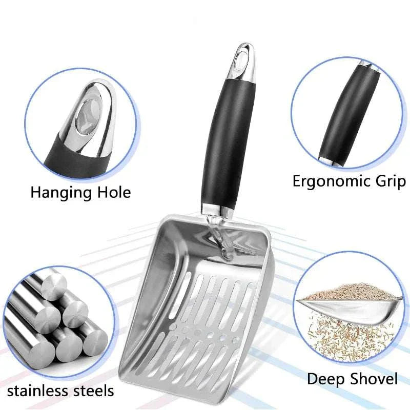 Metal Cat Litter Scoop - Heavy Duty Stainless Steel Kitty Scooper Tool