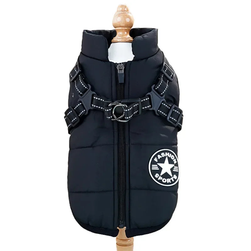 Waterproof Winter Dog Jacket With Harness For Outdoor Use