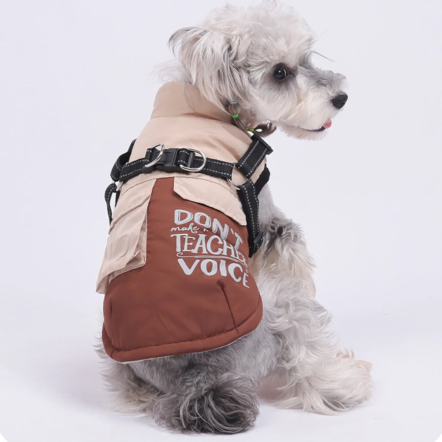 High Concerned Winter Dog Coat With Pocket Reflective Harness Vest