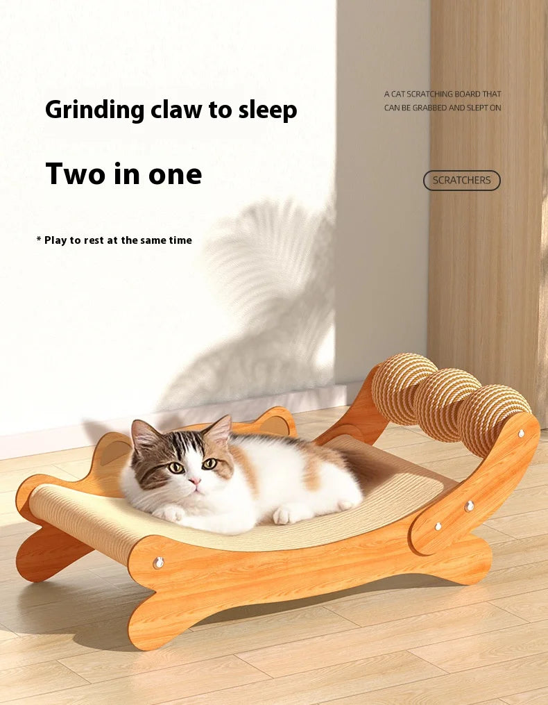 Cat Scratcher Natural Sisal Pad With Ball Toy Lounger