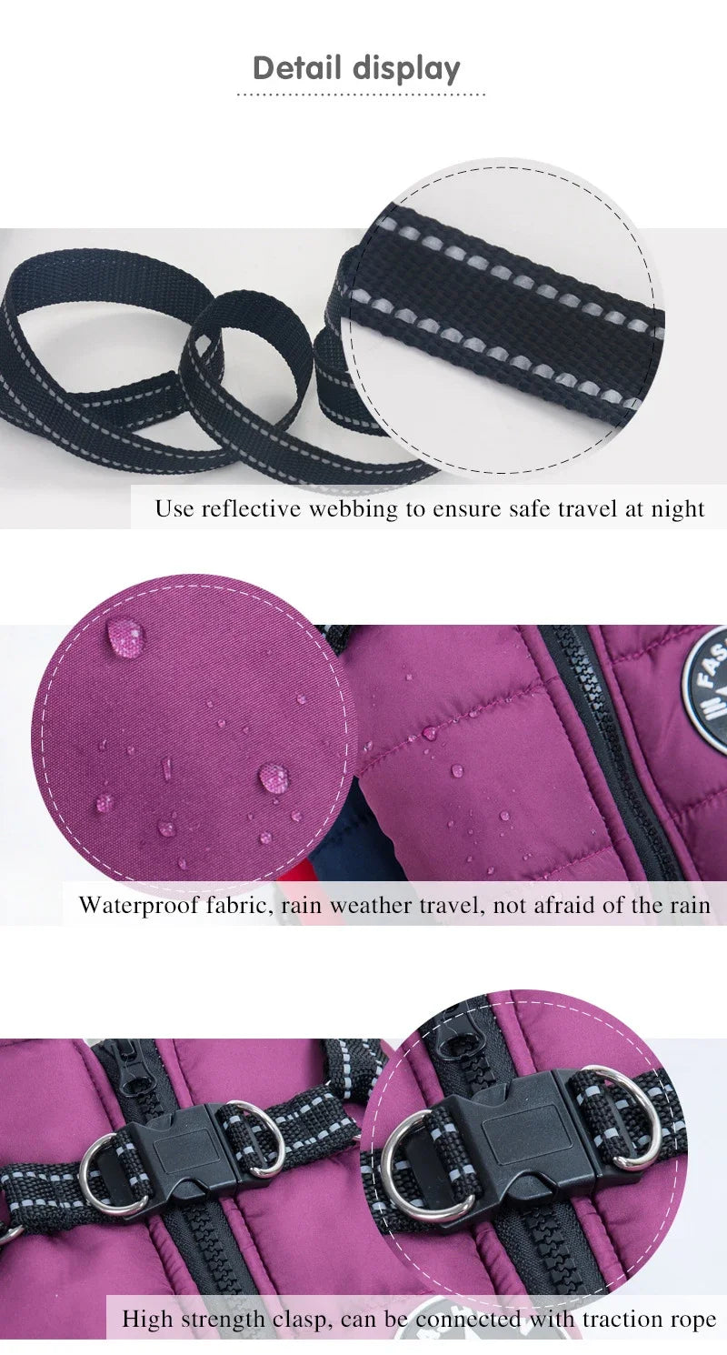 Waterproof Winter Dog Jacket With Harness For Outdoor Use