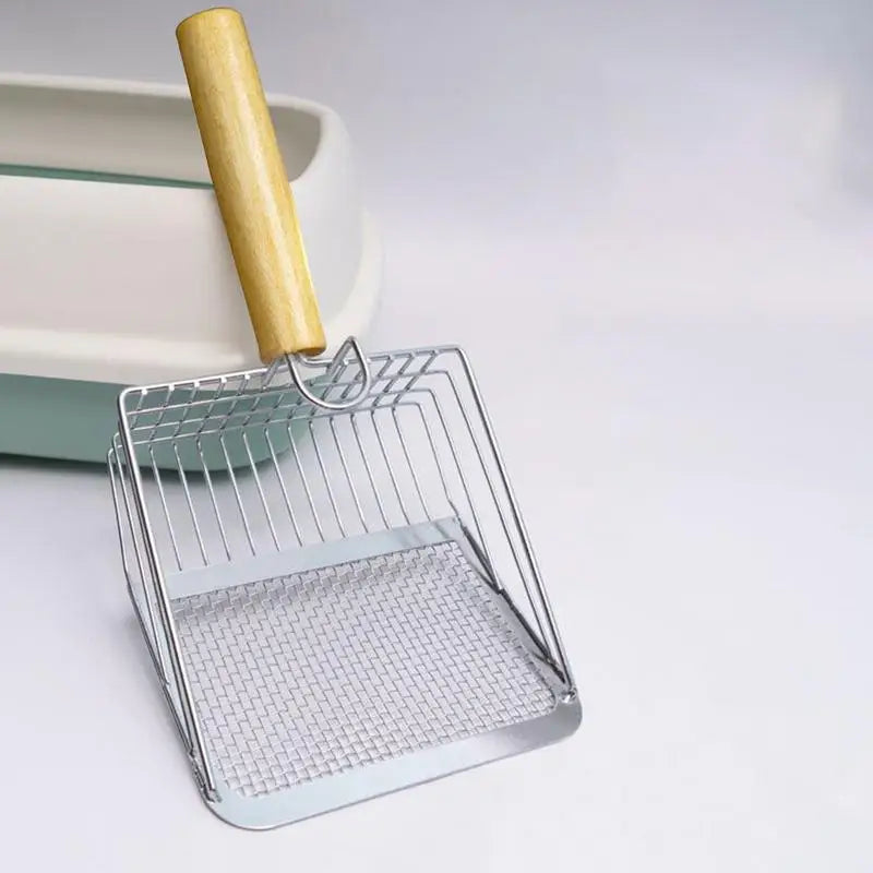 High-Concerned Chemical Stainless Steel Cat Litter Scoop With Wood Handle
