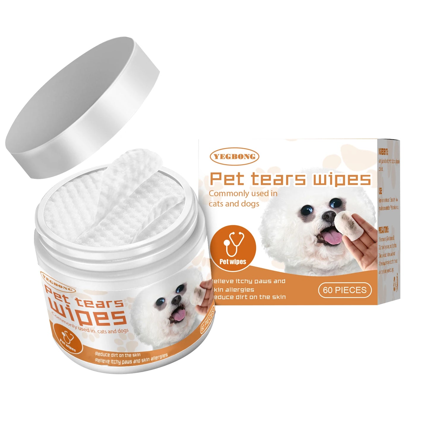 Pet Eye Cleaning Wipe Quickly Removing Tear Mark Stain Whitening Relieve Eye Discomfort Eliminate Odor Pets Grooming Wet Tissues
