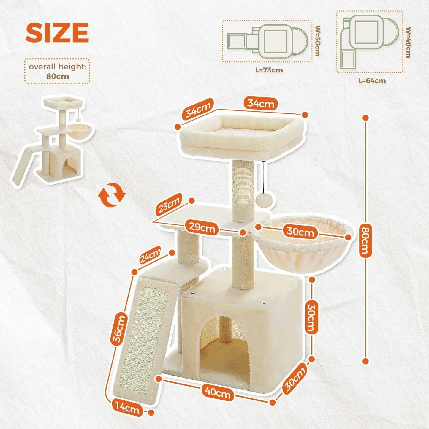 Cat tree Cat Tower for Indoor Cats 2 Styles Cat Activity Tree with Cat Scratching Posts Big Hammock and Removable Top Perch Grey