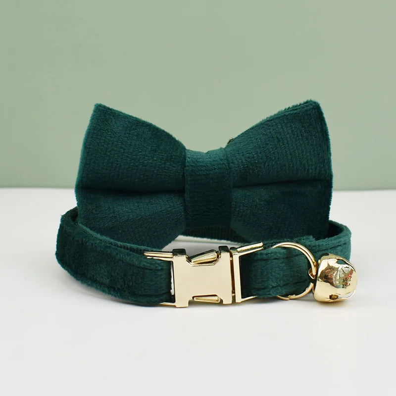 Velvet Cat Collar Bowknot Personalized With Bell Charm
