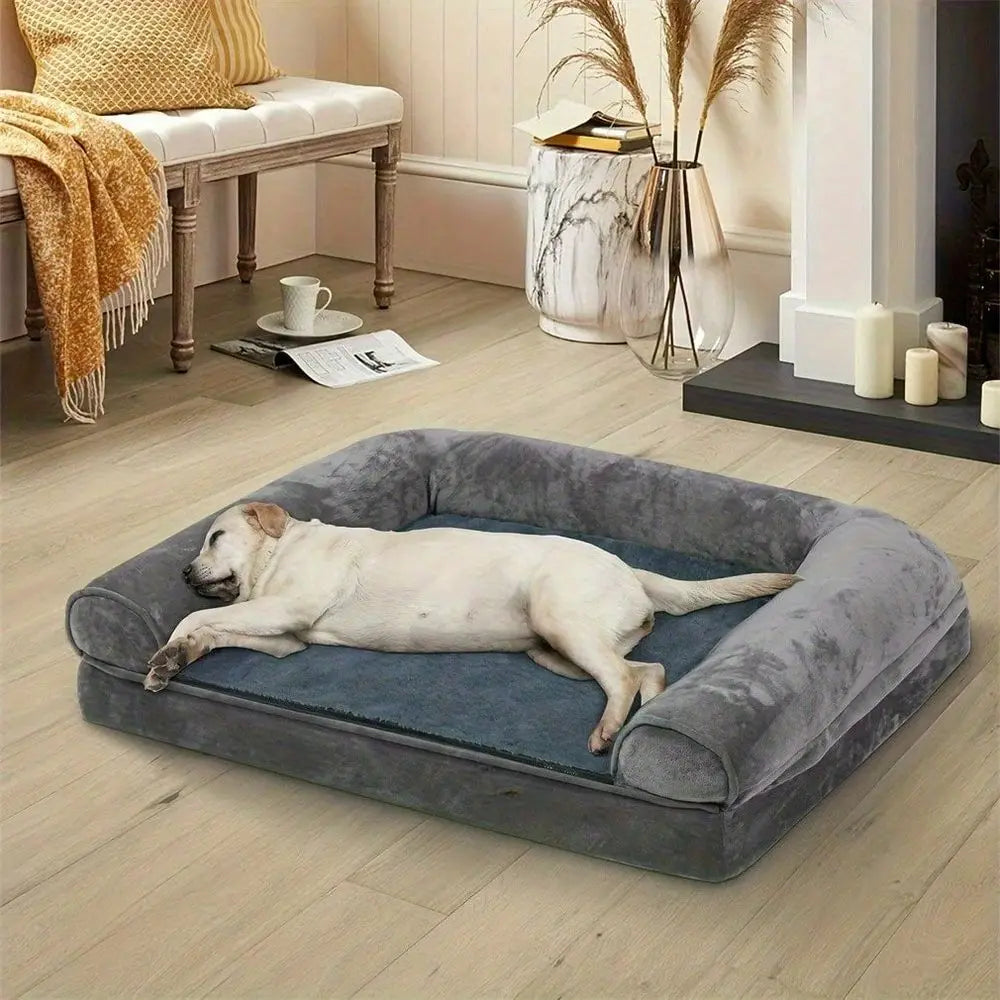 Orthopedic Memory Foam Dog Bed For Large Dogs With Bolster