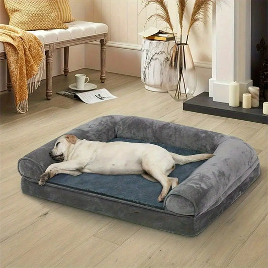 Orthopedic Memory Foam Dog Bed For Large Dogs With Bolster