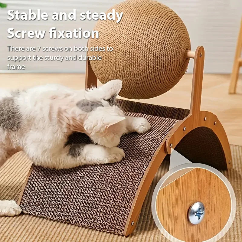 2In1 Arched Cat Scratching Pad And Wooden Scratching Post