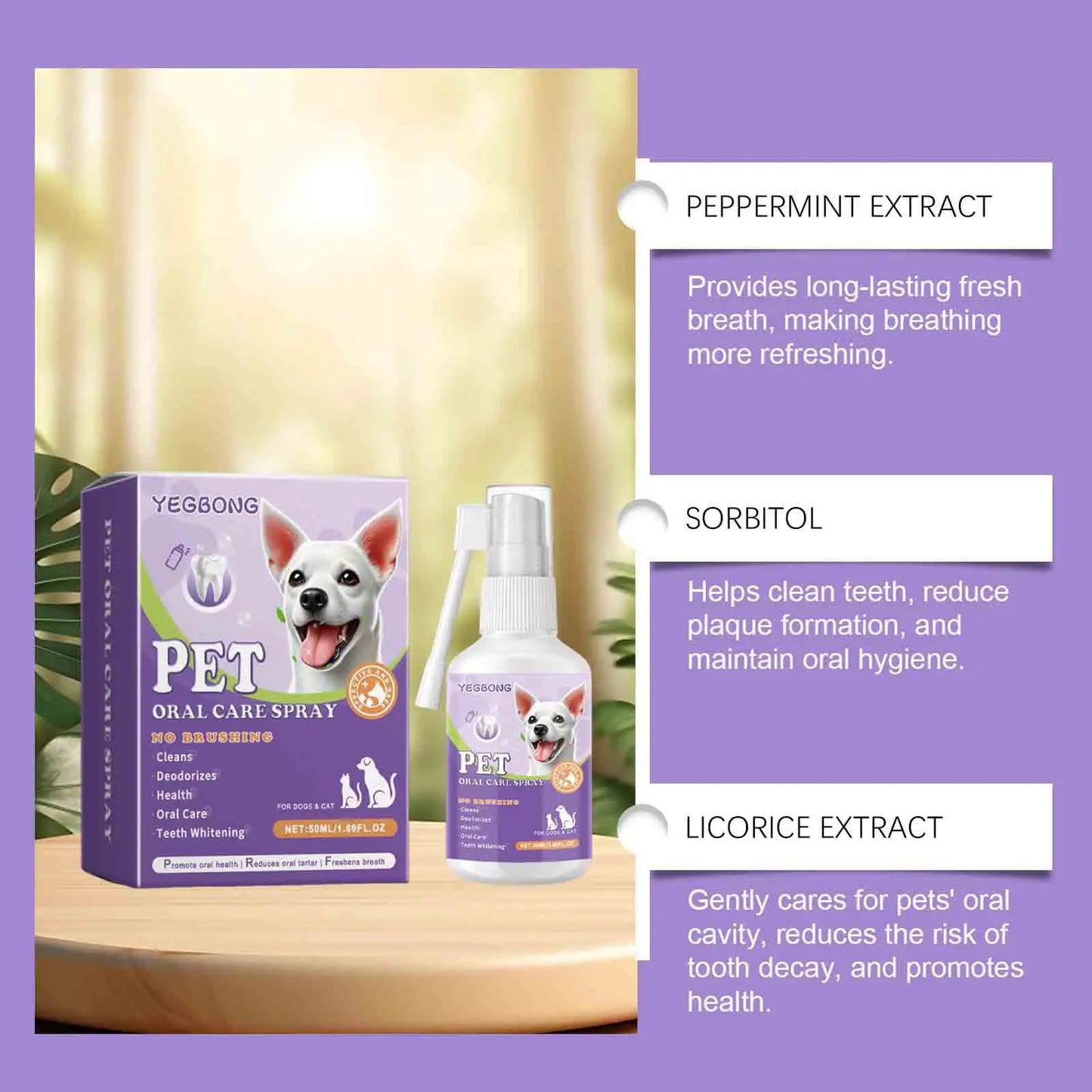 50mlPet Oral Cleanse Spray Dogs Cats Teeth Clean Deodorant Prevent Calculus Remove Kitten Bad Breath Pet Supplies Freshen Breath