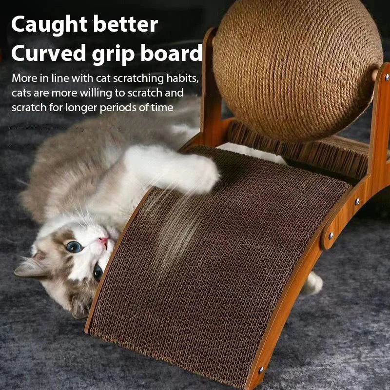 2In1 Arched Cat Scratching Pad And Wooden Scratching Post