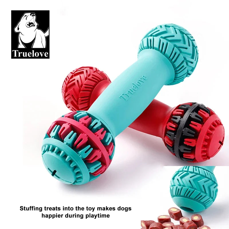 TRUELOVE Super Durable Leakproof Treat Dispenser Dog Toy Dumbbell