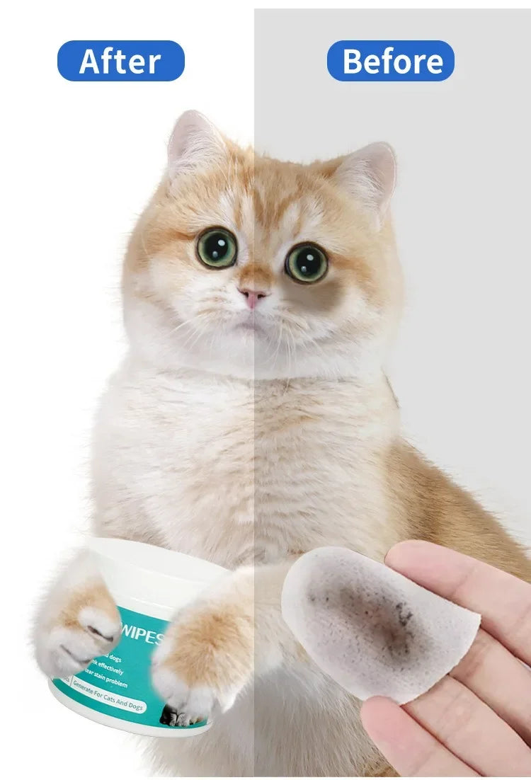 100 Pieces Pet Eye Area Remove Tear Stains Stain Clean Wet Wipes Cats and Dogs General No Irritation Pet Clean Supplies