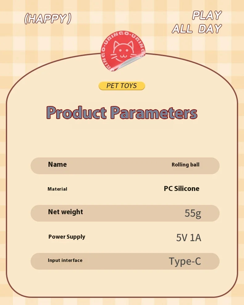 Cat Interactive Ball Toys Dual Pack Auto Rolling Rechargeable Toy