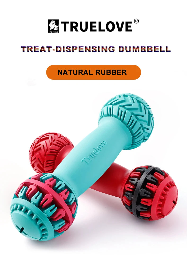 TRUELOVE Super Durable Leakproof Treat Dispenser Dog Toy Dumbbell