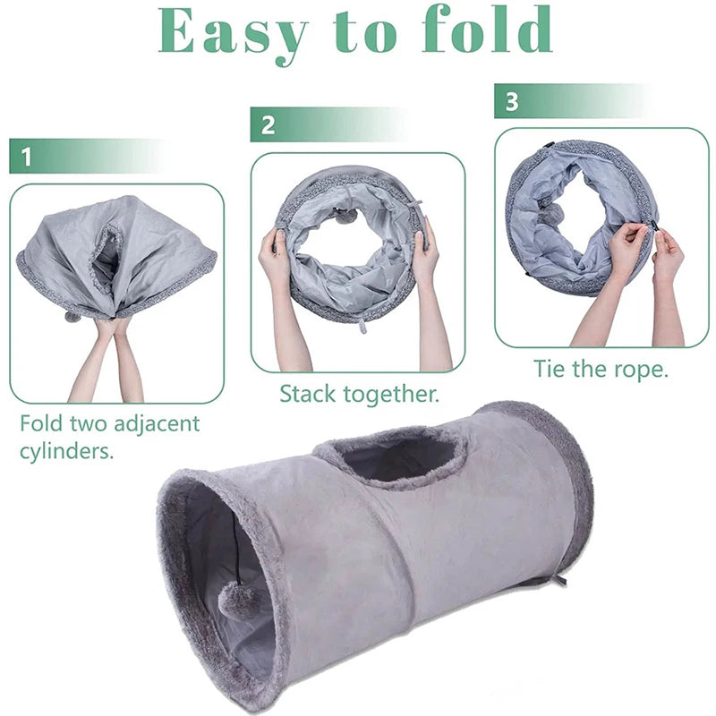 Collapsible Cat Tunnel With Ball Play Tube For Cats