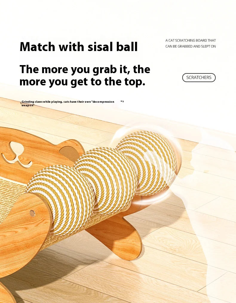 Cat Scratcher Natural Sisal Pad With Ball Toy Lounger
