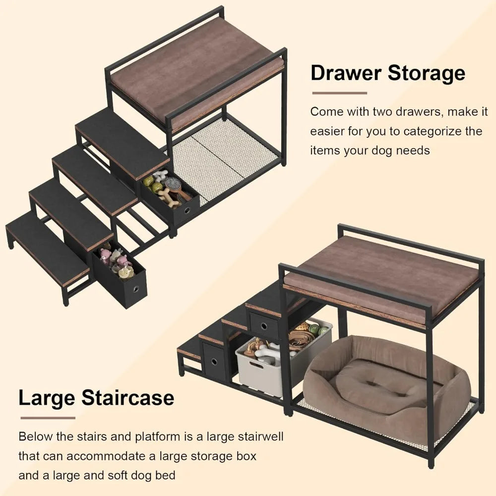 XMSJ Pet Bunk Bed With Stairs And Drawers