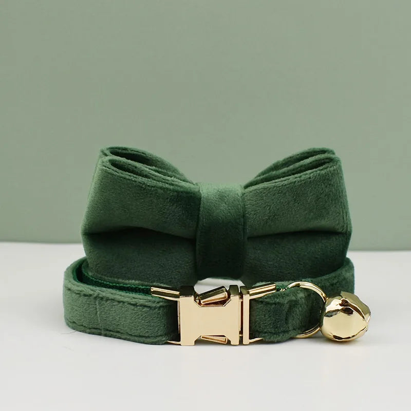 Velvet Cat Collar Bowknot Personalized With Bell Charm