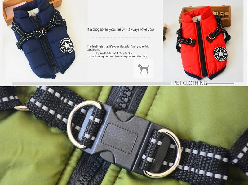 Waterproof Winter Dog Jacket With Harness For Outdoor Use