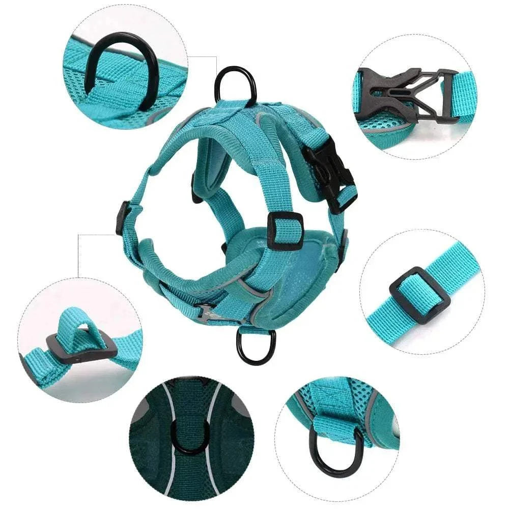 Puppy Harness Leash – Adjustable Reflective Vest for Small Medium Dogs