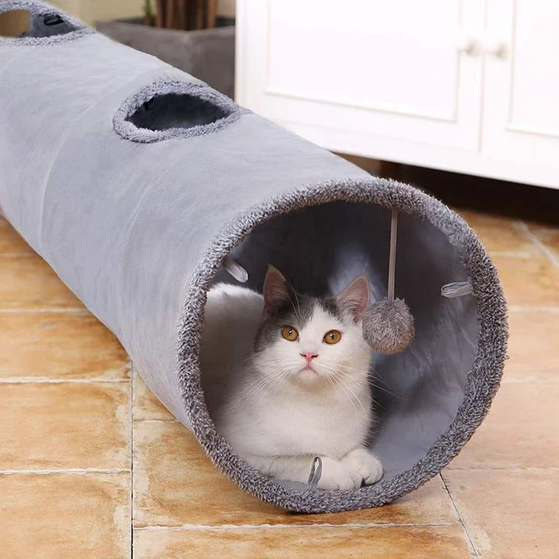 Collapsible Cat Tunnel With Ball Play Tube For Cats